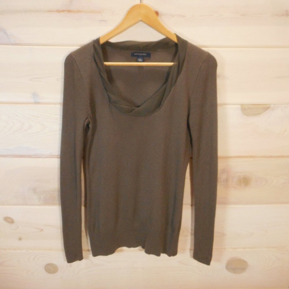 Banana Republic Women's size S Pullover Sweater Brown Twist Neckline Slim